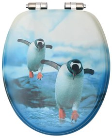 Copriwater 2 pz con Chiusura Ammortizzata in MDF Pinguino