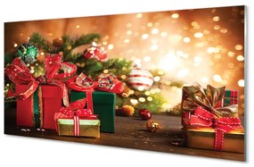 Pannello paraschizzi cucina Luci di Natale, palline, regali 100x50 cm