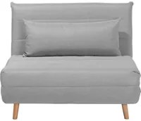 Divano letto piccolo in tessuto grigio chiaro 1 posto letto pieghevole senza braccioli scandinavo