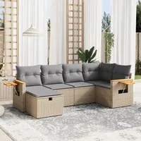 Set Divano da Giardino 6 pz con Cuscini Beige Misto Polyrattan 3265518