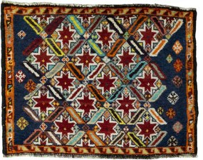 Shiraz Tappeto 50x60 Blu (Iran) Annodato A Mano