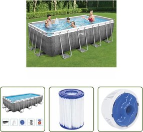 vidaXL Piscina con pompa - Bestway Power Steel Set Piscina Rettangolare 488x244x122 cm
