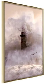 Poster  Lighthouse During a Storm  Cornice Quadri Cornice d'oro, Larghezza x Altezza Home decor 40x60