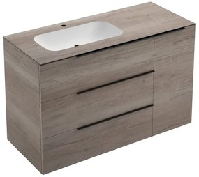 Mobile sottolavabo e lavabo Solid per vasca a sinistra rovere sable L 120 x H 92 x P 51 cm, 1 anta 3 cassetti