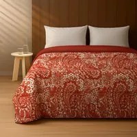 Trapunta matrimoniale stampa Paisley ruggine double face