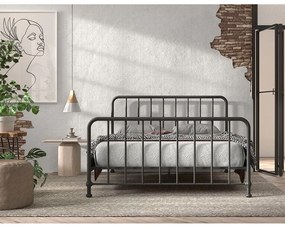 Letto singolo nero in metallo con rete 160x200 cm BRONXX - Vipack