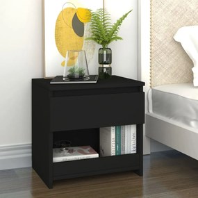 Comodino Nero 40x30x39 Cm İn Legno Multistrato /