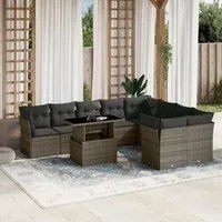 Set Divano da Giardino 10 pz con Cuscini Grigio in Polyrattan 3266840