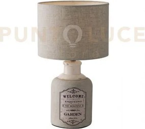 Lumetto factory in ceramica e paralume in tessuto grigio 1 luce att...