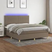 Letto a Molle con Materasso e LED Tortora 180x200 cm in Tessuto 3135617