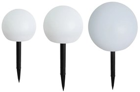 Set di 3 lampade da terra per esterni bianche con LED solari IP44 - Ludger