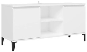 Mobile tv con gambe in metallo bianco 103,5x30x50 cm