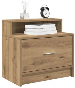 Comodino Con Cassetto Rovere Artigianale 51x31x47 Cm /