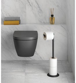 Porta carta igienica nero opaco in acciaio Lava – Metaltex