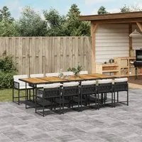 Set da Pranzo da Giardino 11 pz con Cuscini in Polyrattan Nero 3211479