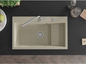 Mexen Omar lavello in granito 1-vasca 800 x 480 mm, beige, sifone cromato - 6520801005-69