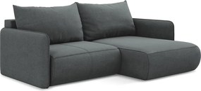 Divano angolare grigio allungabile/con contenitore (con penisola a destra) Nanea – Makamii