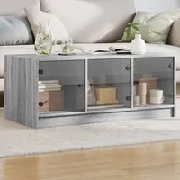 Tavolino da Salotto con Ante in Vetro Grigio Sonoma 102x50x42cmcod mxl 87134