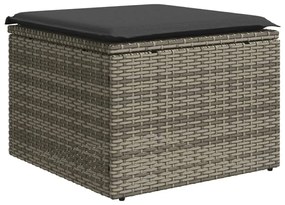 Set divani da giardino 11 pz con cuscini in polyrattan grigio