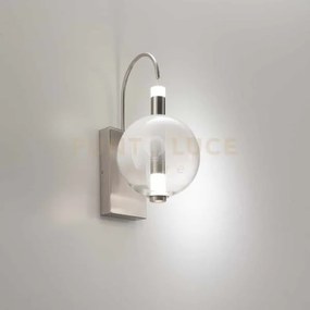 Lampada da parete aurora, nichel satinato con vetro bianco 10w 850l...