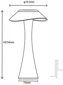 Globo 21025A-LED Lampada da tavolo ricaricabile dimmerabile AMBRA LED/2,5W/3,7V 2700K/4500K/6500K oro