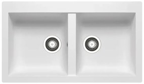 Lavello integrato 2 vasche DELINIA Scirocco resina L 50 x L 86 cm bianco