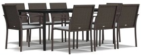 Set pranzo da giardino 9 pz con cuscini in polyrattan e acciaio