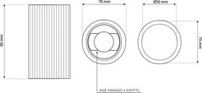 Plafoniera Cilindrica Ø70x90mm GU10 in Gesso Rigato Pitturabile