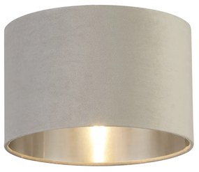 Paralume Contemporaneo Tamburo Acciaio Grigio Velluto Grigio 1 Luce D28Cm