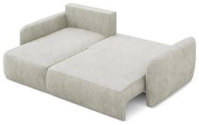 Divano angolare color crema allungabile/con contenitore (con penisola a sinistra/con chaise lounge) con rivestimento in ciniglia Lilo – Makamii