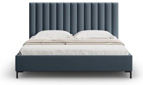 Letto matrimoniale imbottito blu scuro con contenitore con griglia 140x200 cm Casey - Mazzini Beds
