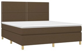 Letto a molle materasso e led marrone scuro 160x200 cm tessuto