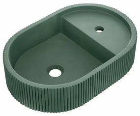 Lavabo da appoggio ALBA HOMESIGHT ovale piletta non inclusa in calcestruzzo L 55 x H 12 x P 36.5 cm verde piletta non inclusa
