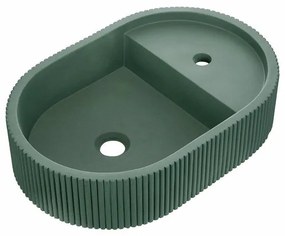 Lavabo da incasso con bordo a vista d'appoggio ovale Alba H 12 x P 36.5 cm in calcestruzzo verde