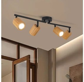 Brilagi - Faretto MODERN WOOD 4xGU10/8W/230V Hevea/nero
