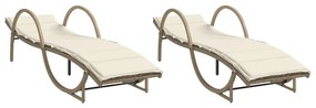 Lettini prendisole 2 pz con cuscini beige in polyrattan