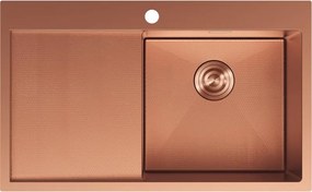 Mexen Exar lavello in acciaio inox a 1 vasca con scolapiatti, destro 780 x 480 mm, rame HC - 6434781010P-65HC
