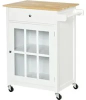 Easycomfort Carrello da Cucina Multiuso con 4 Ruote, in Legno Bianco, 67x48x86.5cm