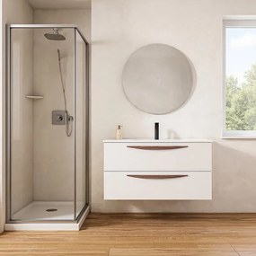 Mobile da bagno sospeso sotto lavabo L 99.5 x H 55 x P 45 cm bianco laccato opaco, 2 cassetti VISOBATH Arco