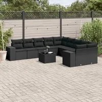 Set Divani da Giardino 11 pz con Cuscini in Polyrattan Nero 3223114