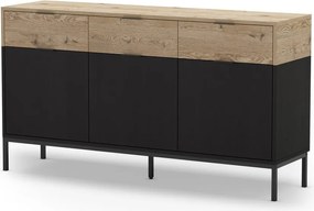 Cassettiera bassa in rovere decorata in nero e naturale 150x80 cm Marion - Marckeric