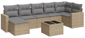 Set divano da giardino 8 pz con cuscini beige in polyrattan