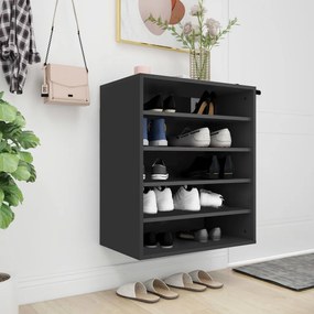 Scarpiera Nera 60x35x70 Cm İn Truciolato /