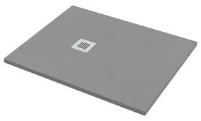 Piatto doccia in carbonato di calcio Horus grigio chiaro L 80 x L 100 x H 2.7 cm opaco effetto pietra