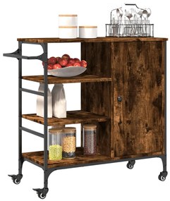 Carrello cucina rovere fumo 87,5x38,5x84,5 cm legno multistrato