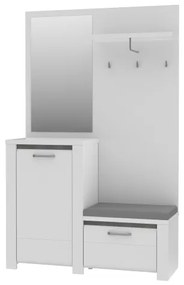 Parete attrezzata per ingresso con specchio HIRO bianco/grigio