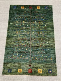 Loribaft Tappeto 80x130 Verde (Iran) Annodato A Mano
