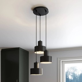 SIGMA Lampada a sospensione Rif, rosone a 3 luci, nero