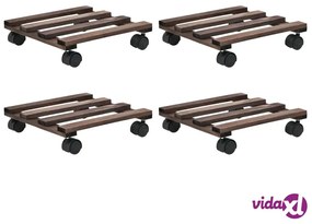 vidaXL Pedane con Ruote per Piante 4 pz in Legno di Cedro 25x25 cm