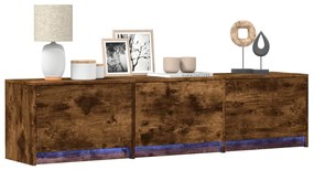 Mobile Porta Tv Con Led Rovere Fumo 165x34x40 Cm İn Truciolato /